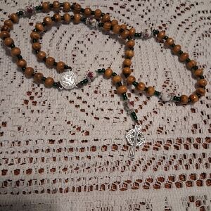Wooden Bead Rosary Necklace